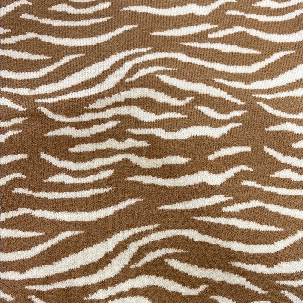 Anthropologie Brown and White Animal Print Short Sleeve Sweater Tee - Picture 3 of 3